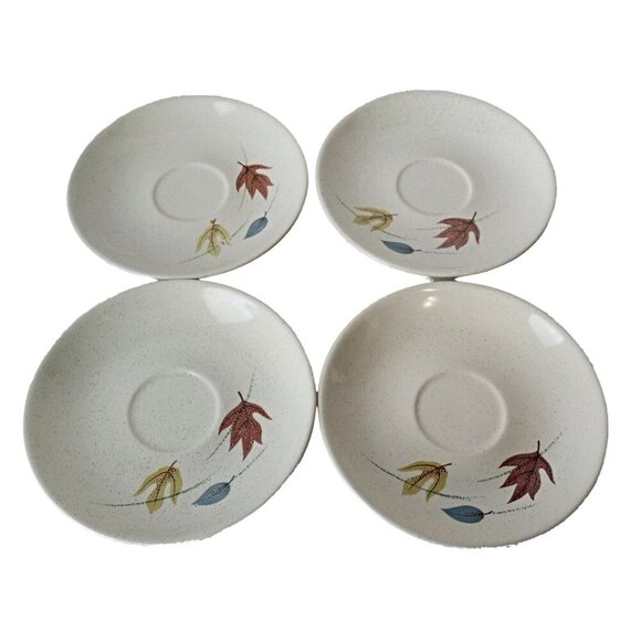 4 Vintage Autumn by Franciscan Flat Cups and Saucers 1955-1966 - Picture 3 of 7